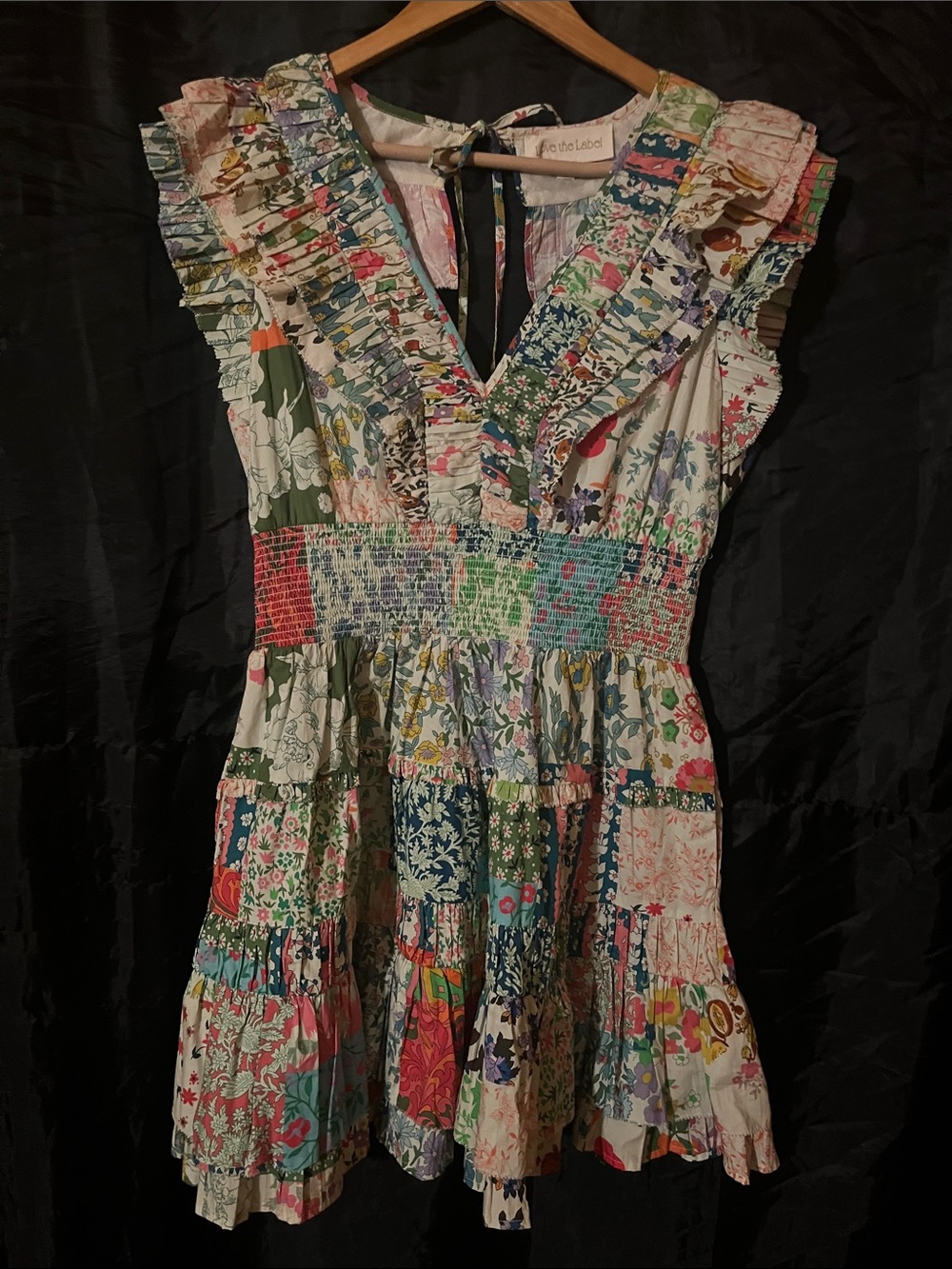LOVE THE LABEL Patchwork Floral Ruffle Mini Dress - Multicolor Boho